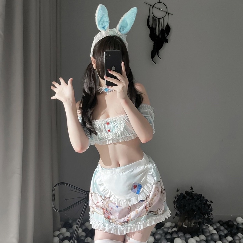 Set Cat Baju + Rok Mini Murid Wanita Korea Seksi Menggoda Costume Korean Student Uniform Cosplay Cut