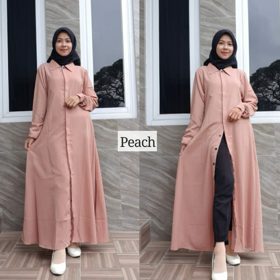 Dress wolfis kancing full terbaru FREE BROCHE