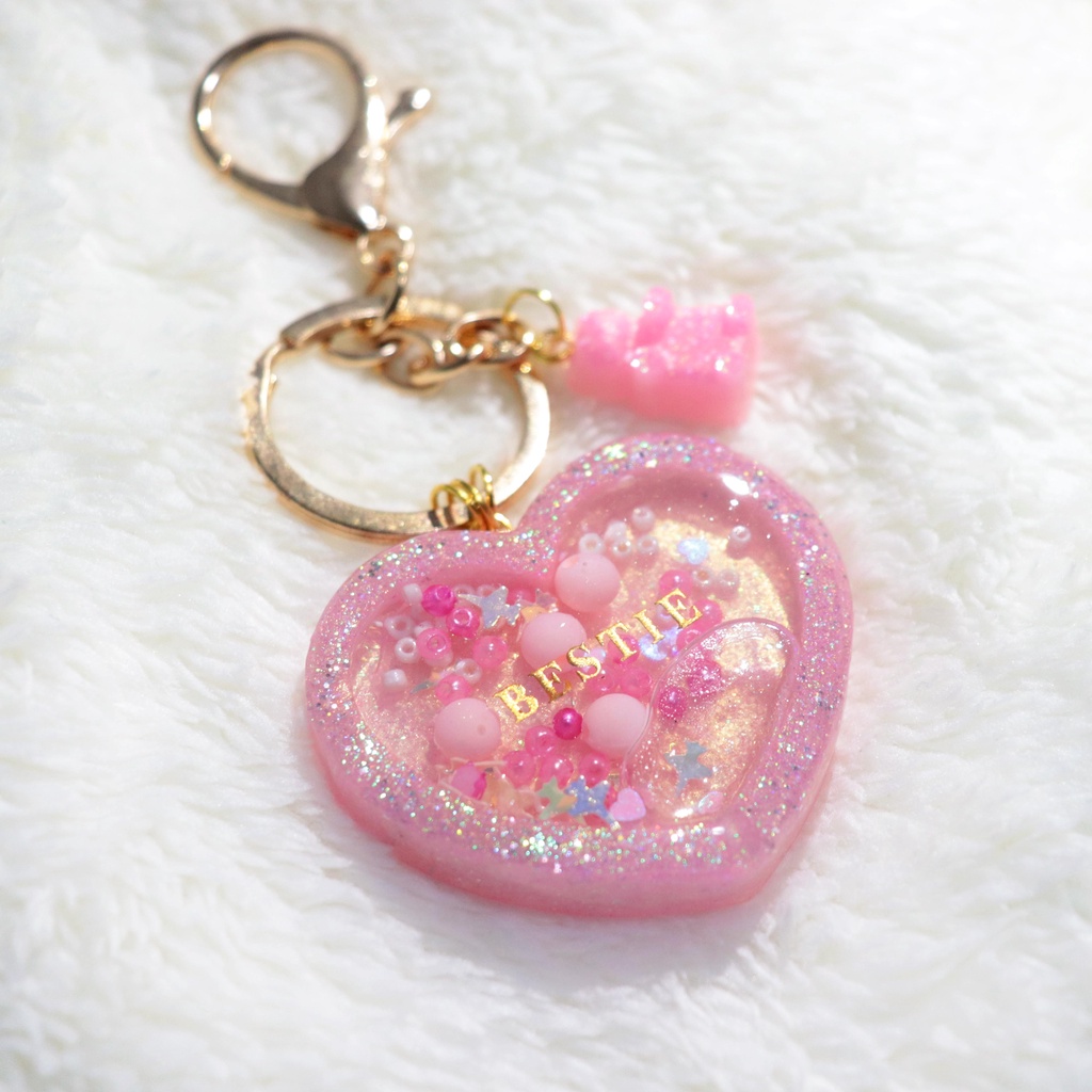 RESIN HEART SHAKER KEYCHAIN "Valenti" // GANTUNGAN KUNCI KOREA KPOP
