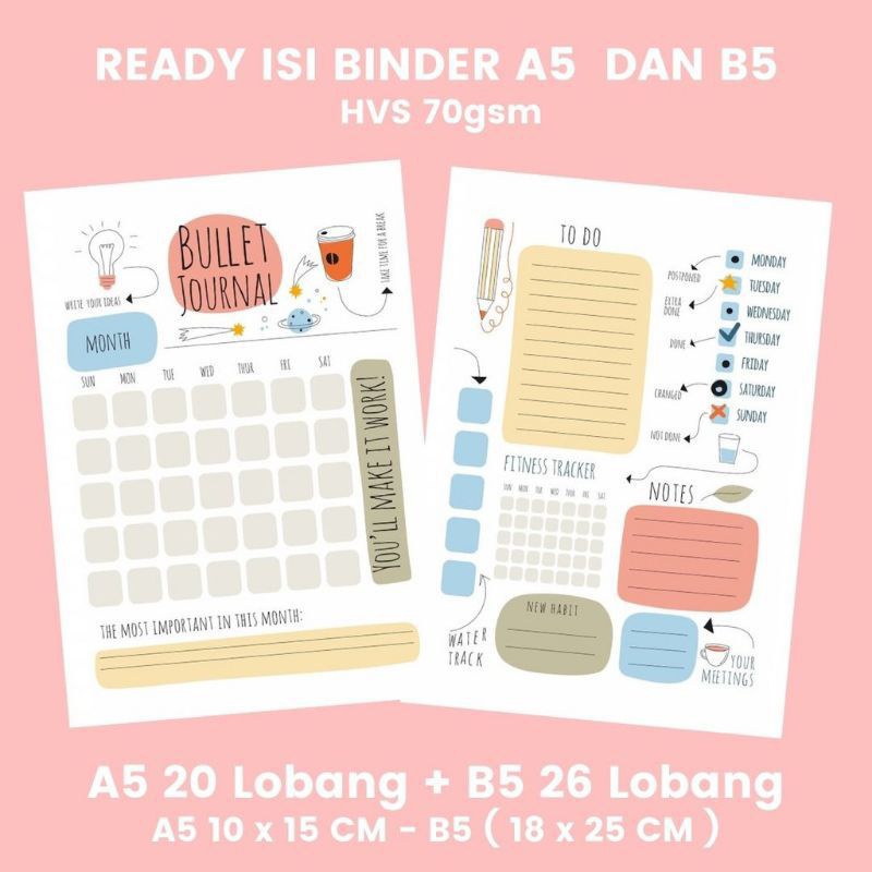 

[50 LEMBAR] Binder Daily Journal Planner Weekly Cute A5 B5