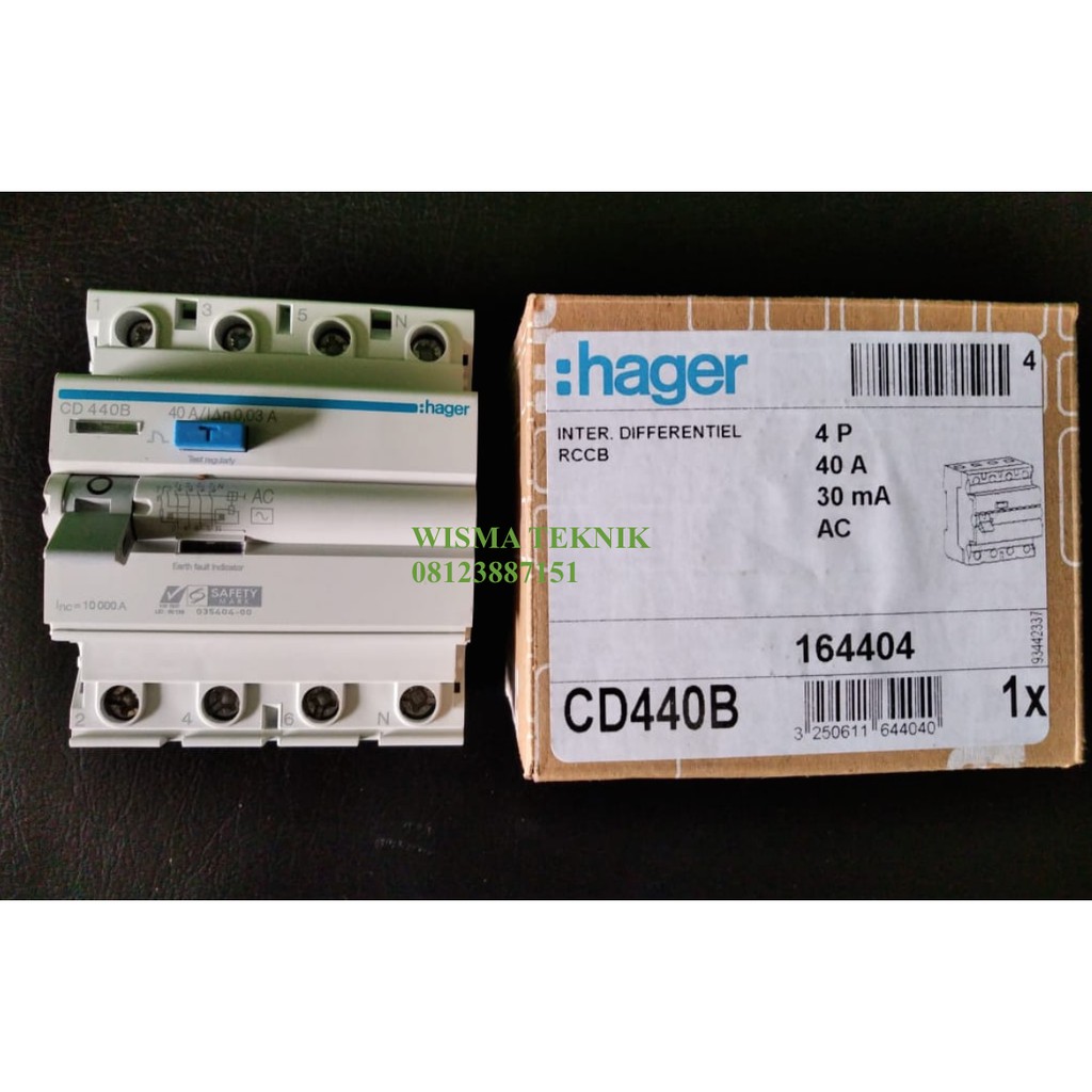 ELCB / RCCB 4P 40A HAGER TYPE CD440B