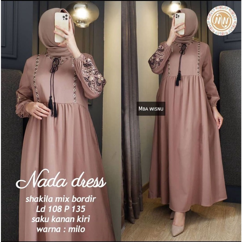 NADA DRESS WD SHAKILA MIX BORDIR LD 108 CM PB 135 CM ( BACA DESKRIPSI SEBELUM ORDER ) TERBARU 2022