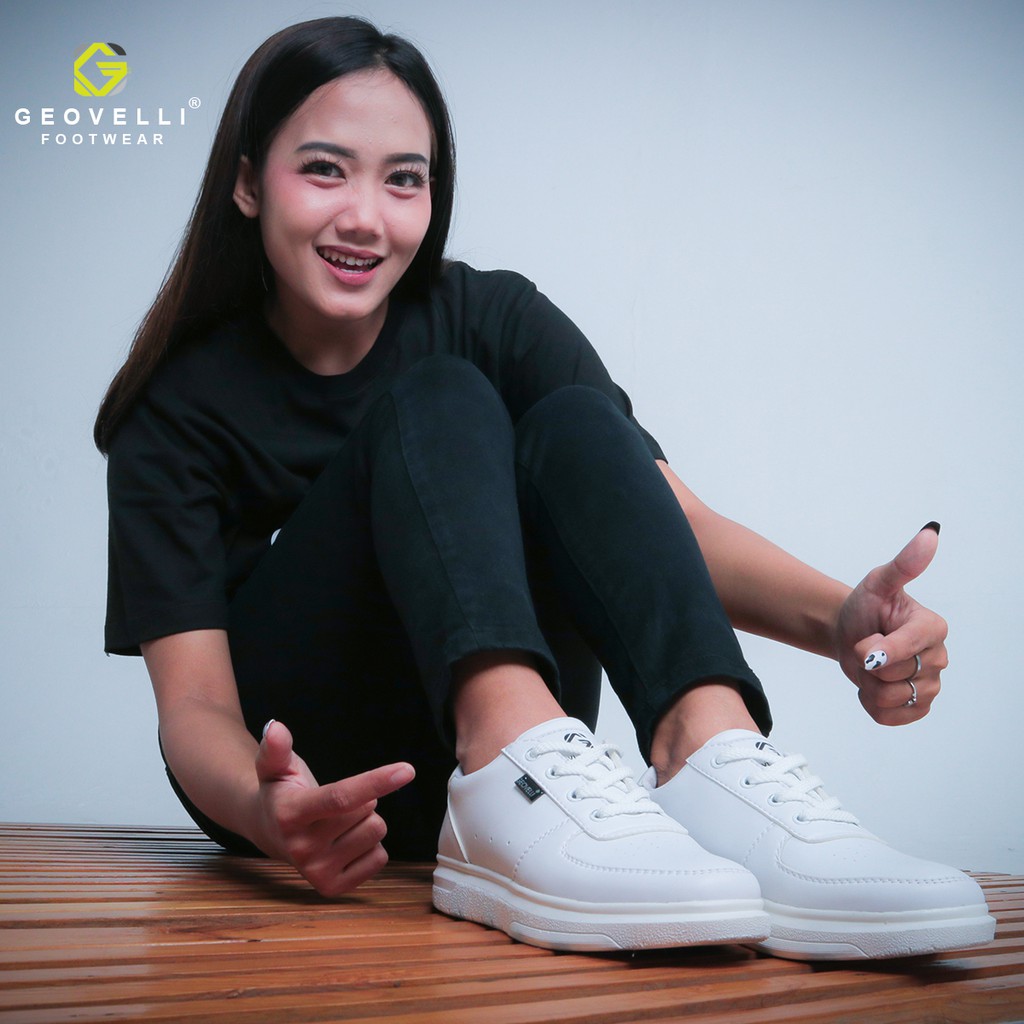 GEOVELLI FOOTWEAR | Sneakers Putih Wanita Elegan Perempuan Sneaker Kasual Lokal Style Bernapas Cewek