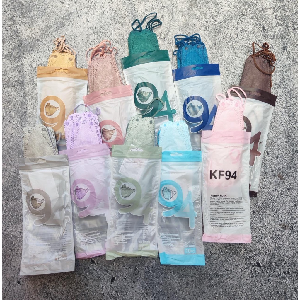 NEW PACK 94 KOREA DISPO - MASKER KF94 FISH MASK KOREA WARNA 4PLY TALI SENADA