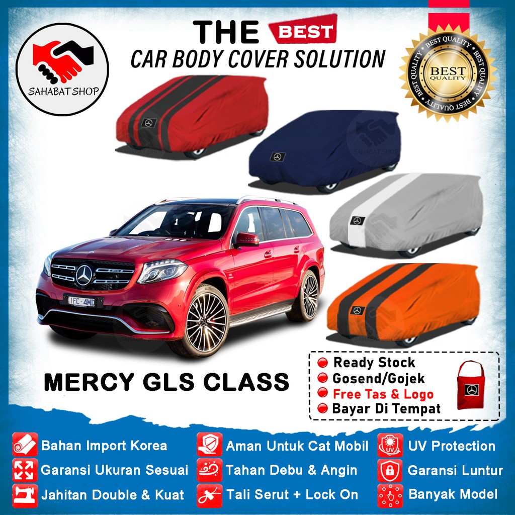 Sahabat Body Cover Mobil Mercy GLS Class / Sarung Pentup Mercedes Benz GLS Class Outdoor 2015 2016 2017 2018 2019 2020 2021 2022 / Tutup Mantel Selimut Mantol Jas Kerudung Kelambu Terpal Bungkus Pelindung Mercy GLS Anti Air Waterproof Model Biru