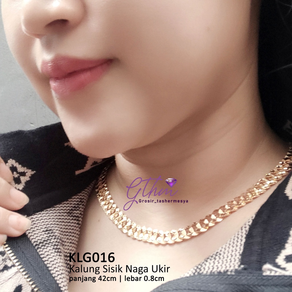 Kalung Sisik Naga Ukir Mewah Stylish Anti Karat Cocok Untuk Pesta Kondangan Perhiasan Import Premium KLG016 GTHM