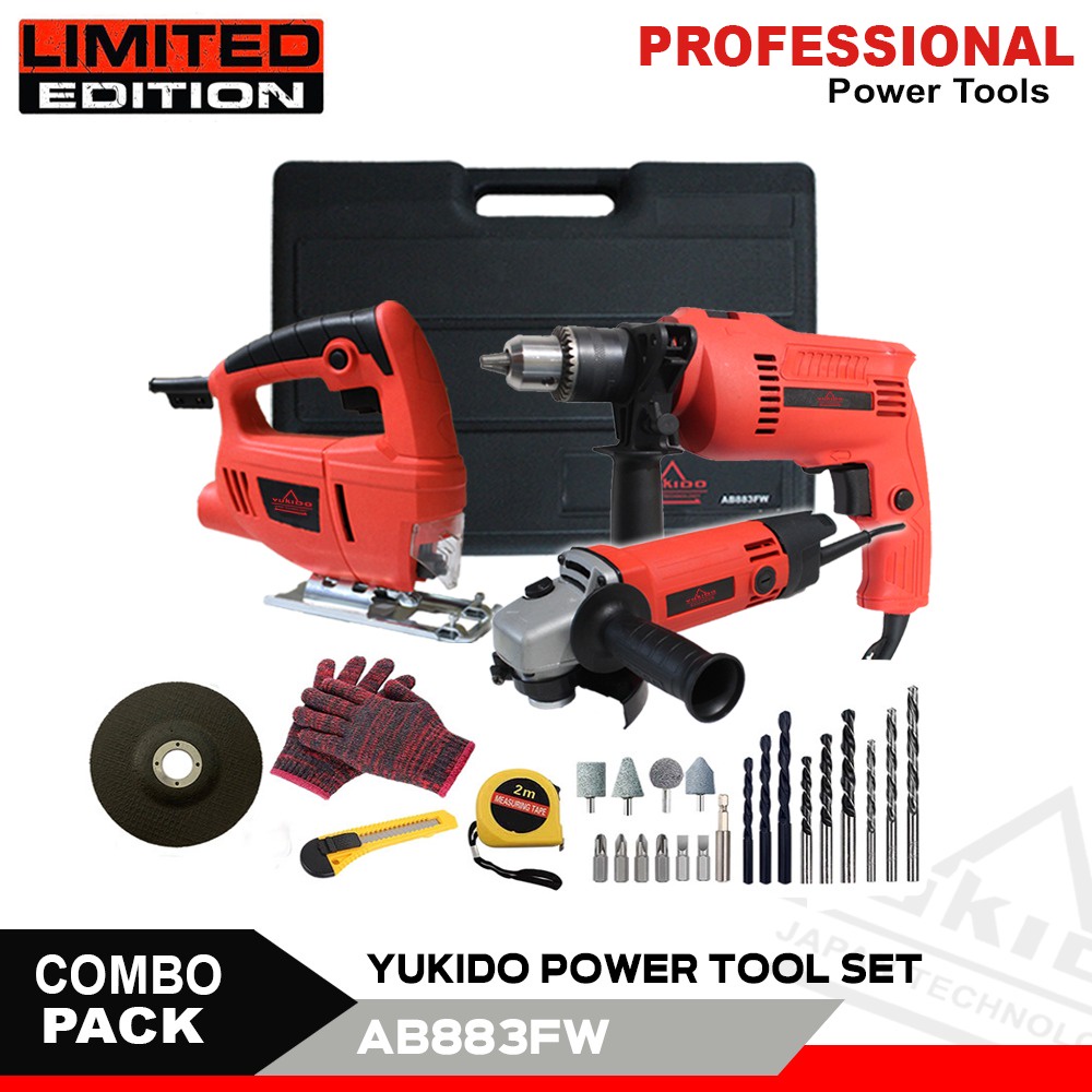 1x Klik Dapatkan 3 Item DIJAMIN ORI !! YUKIDO 1 SET KOPER BOR LISTRIK IMPACT DRILL 13MM MESIN GERENDA 4INC + JIGSAW  FREE AKESOSORIS PLUS BOX