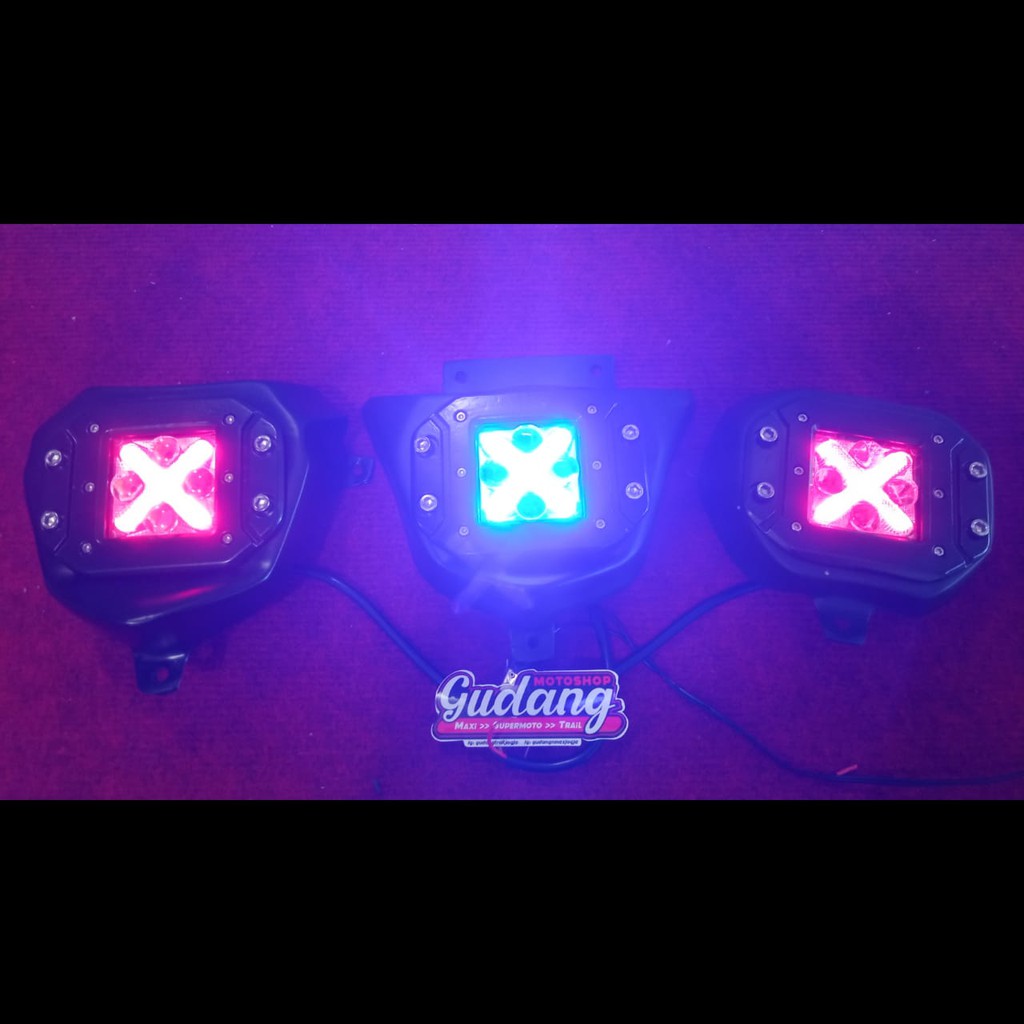 Reflektor Headlamp Lampu Depan X4 LED WR 155 KLX BIGFOOT/DTRACKER CRF 150 L Fiber