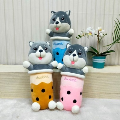 Boneka Huzky Boba Size 16&quot;/40cm/boneka boba/Guling Husky/Guling Dog/Guling Boneka/Guling Anjing/Guling Boba