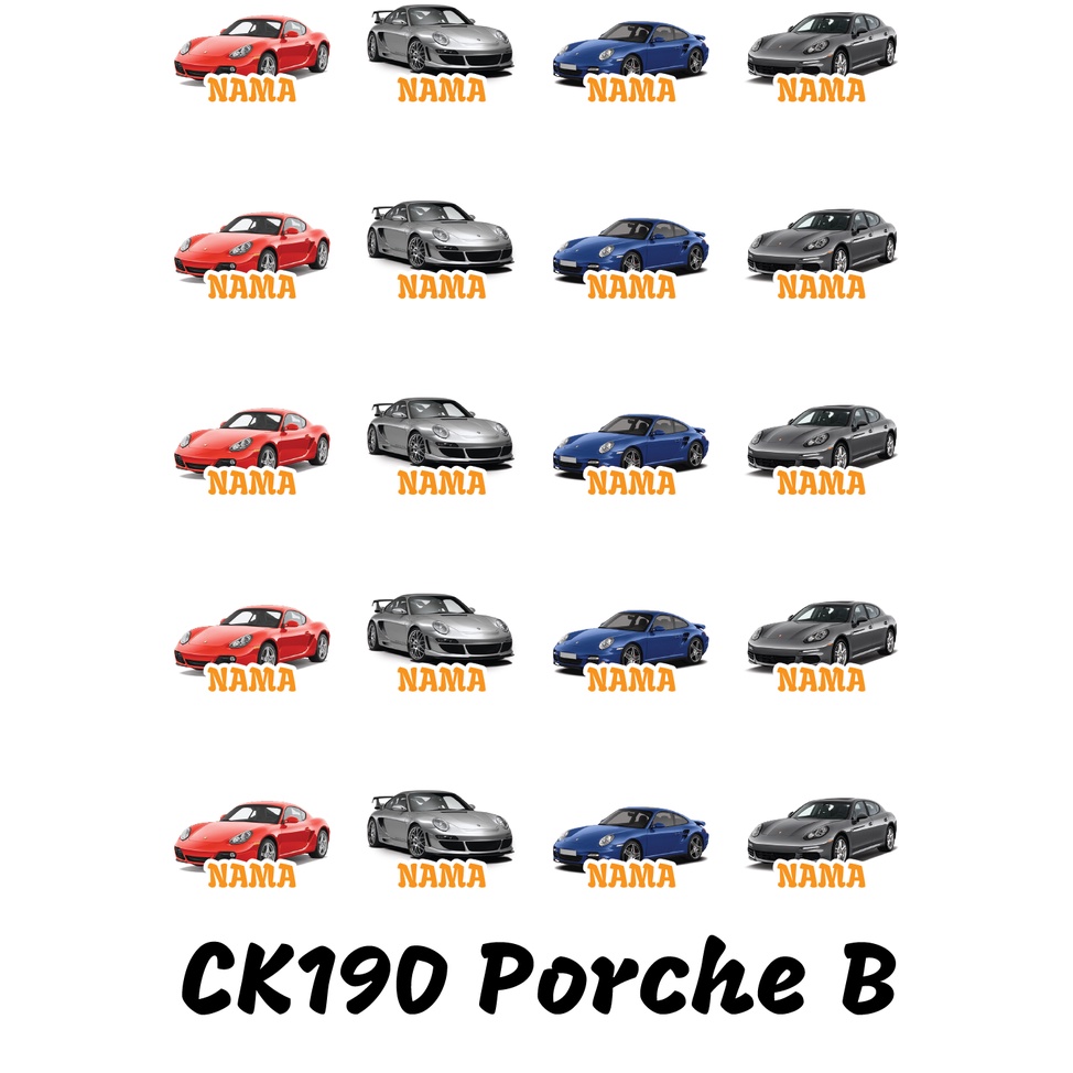 

Sticker Nama Cutting Label Waterproof Tahan Air Porsche B (CK190)