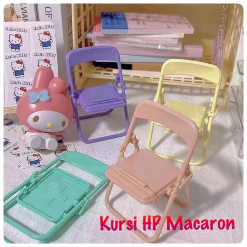 Holder hp Macaron / Stand Dudukan Handphone Universal Multifungsi Bentuk Kursi Lipat Warna Macaron