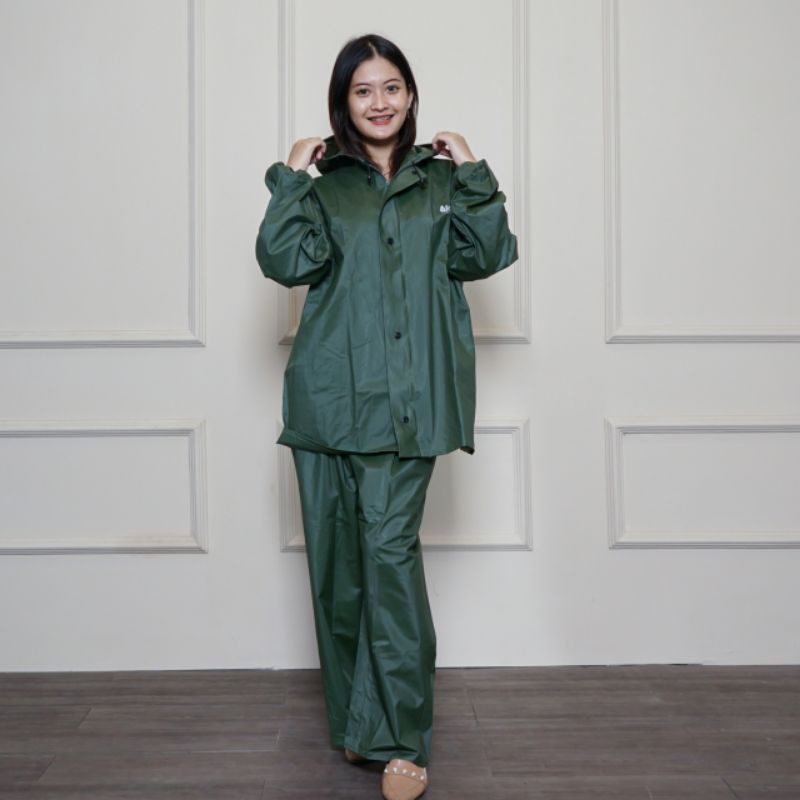 Raincoat,Jas Hujan Setelan Jaket Celana Pria Dan wanita  Tebal  Elastis celana sudah dipress