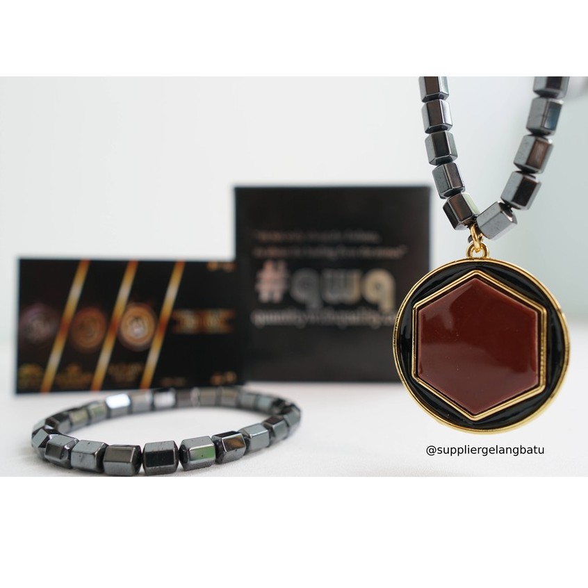 PROMO Kalung Ginsamyong Lafaz Arab HITAM GOLD BIOmagnet KOREA terapi