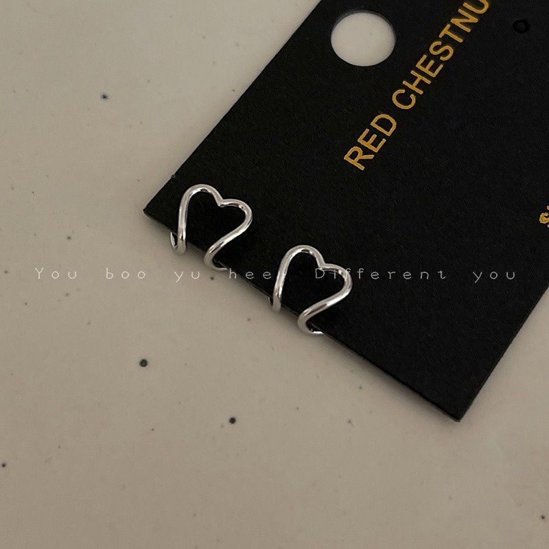 FerenHongXia 2 PCS Anting Love Atlanta Anting Tanpa Tindik anting jepit