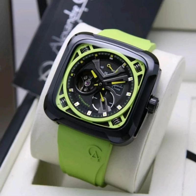 Jam Tangan Alexandre Christie Automatic AC 6577 Pria / AC6577 MA Green Original