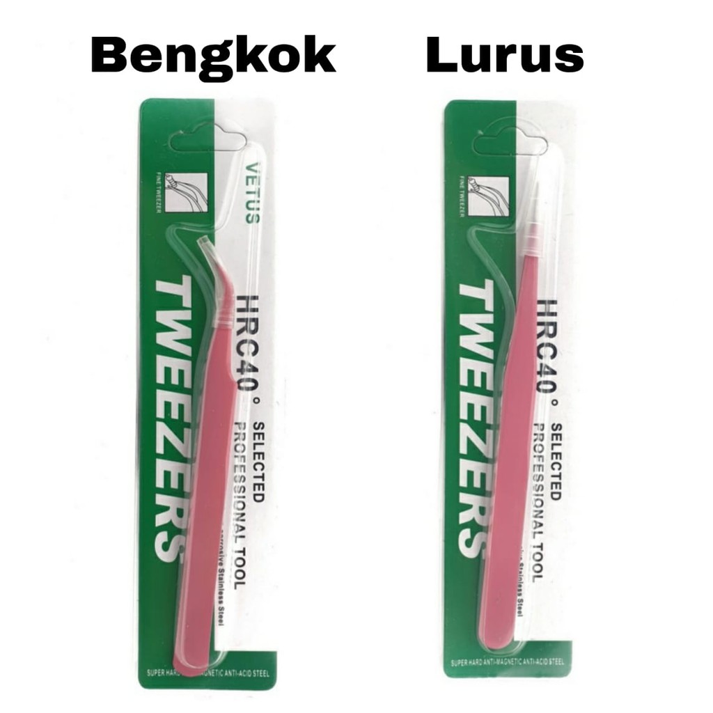 Pinset Bulu Mata Vetus PINK Tweezer Eyelash Extension