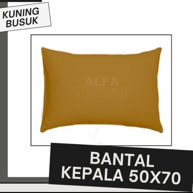 Sarung Bantal Kepala polos bahan Katun 50x70cm Warna Kuning Busuk