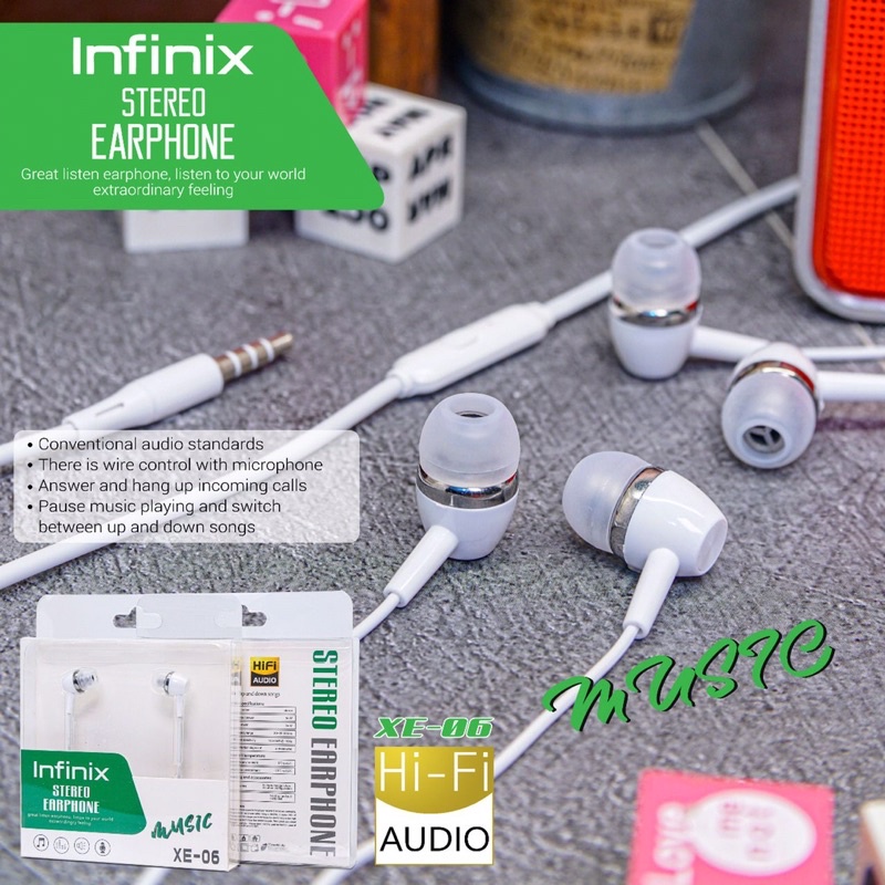 Headset infinix Hifi Sound Bass Stereo Earphone/ infinix original / handsfree infinix ori