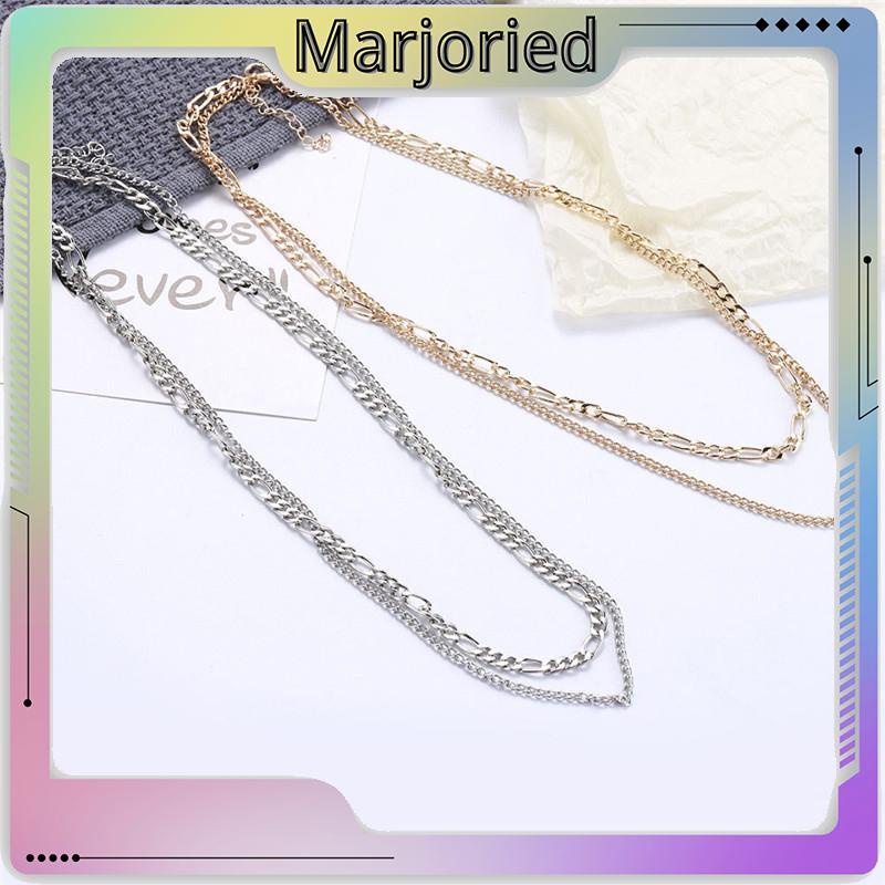 Eropa Retro Double Layer Kalung Fashion Sederhana Wanita Pria Kalung Aksesori-MJD