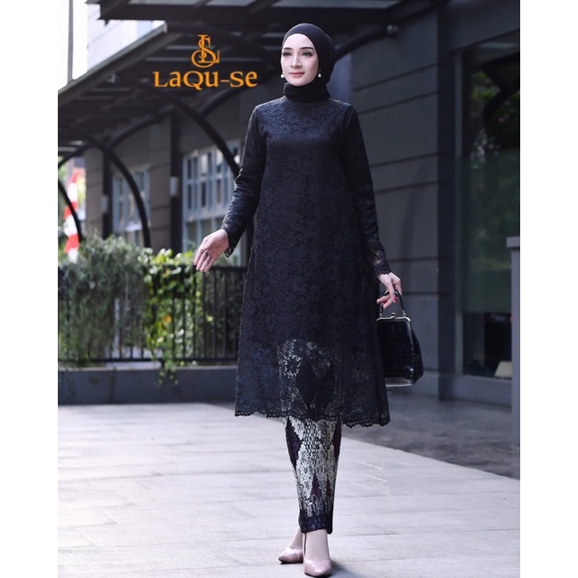 Set Kebaya Tunik Brukat Modern Simple Terbaru Dress Kondangan Wanita New Collection By Laquse_kebaya2