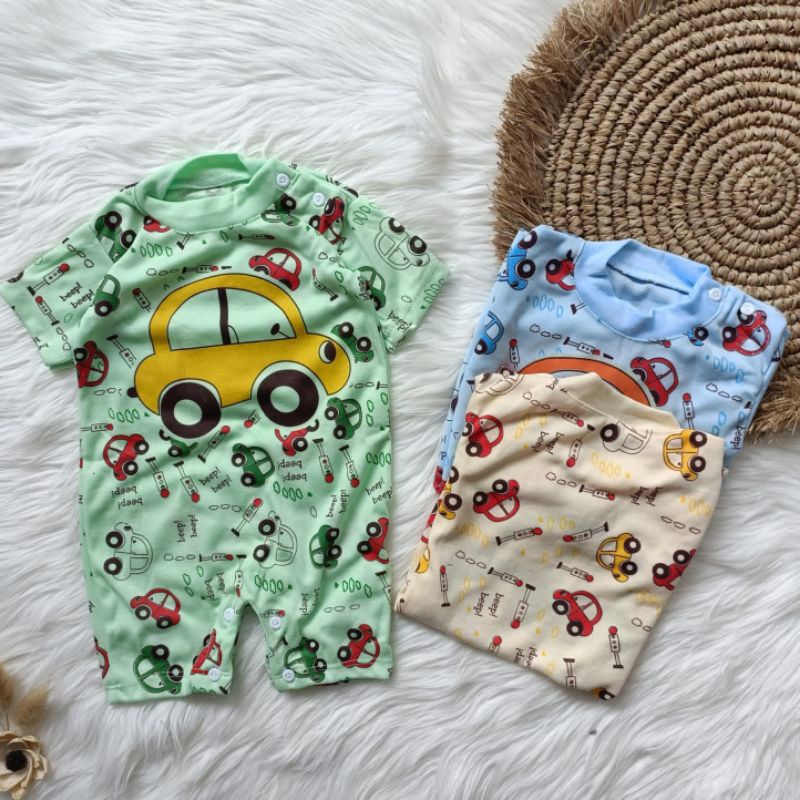 Romper bayi motif car 0-3 bulan