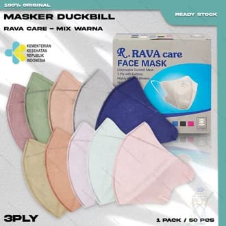 MASKER DUCKBILL MIX WARNA RAVA | DUCKBILL WARNA | DUCKBILL ISI 50 PCS