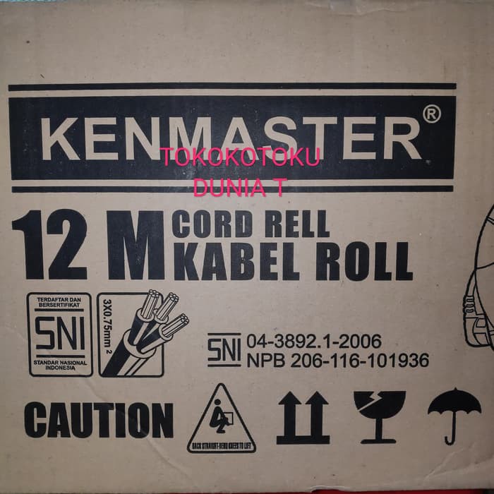 Kabel Roll Kenmaster 12 Meter 12M 4 Lubang 10A Sudah SNI