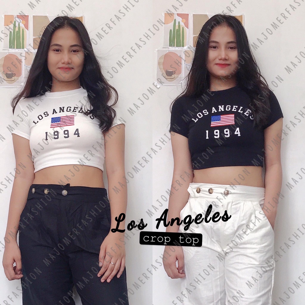 MAJOMER ® | LOS ANGELES KNIT RIB CROP TOP - KAOS CROP TOP KOREA