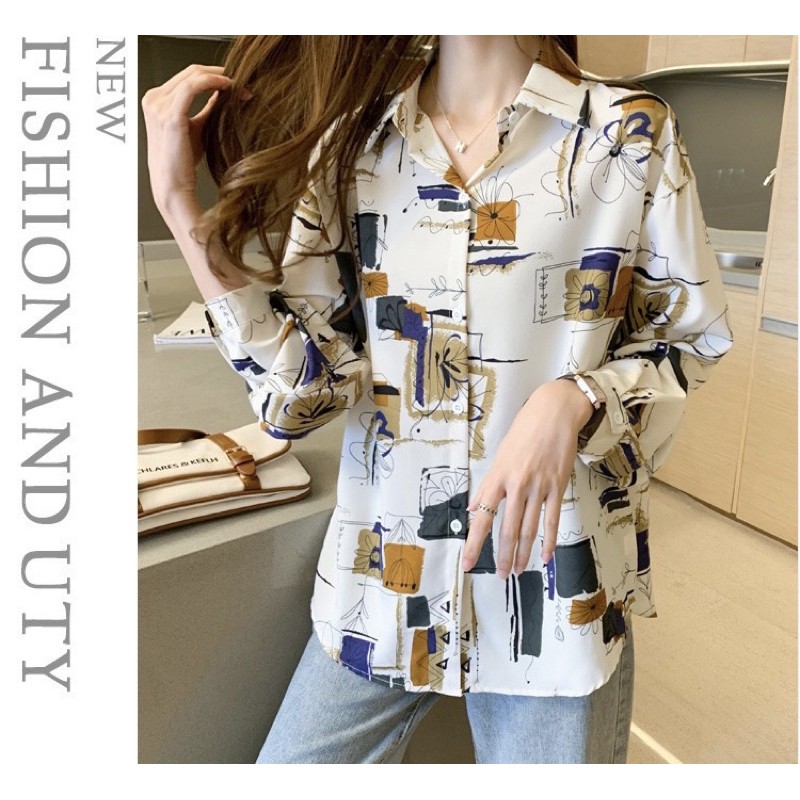 [BLAIR]Kemeja wanita lengan panjang baju kantor motif-3