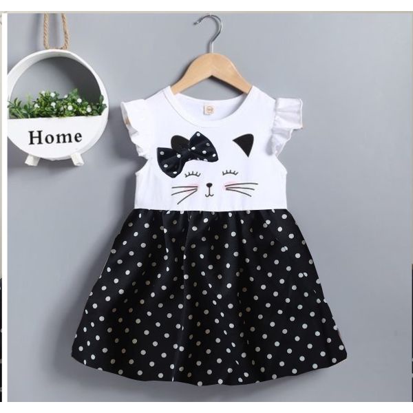 VISION ONLINEDRESS CATTY /DRESS KUCING MOTIF SALUR /ONDE/ CASUAL / HELLO KITTY / DRESS MURAH /DRESS ANAK  1 2 3 TAHUN /COD