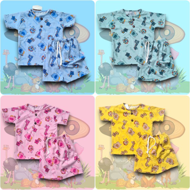 Set Kiano DINO GAJAH SERIES 1-6/7 Tahun Setelan Anak Laki laki Babyterry Motif Dino GAJAH