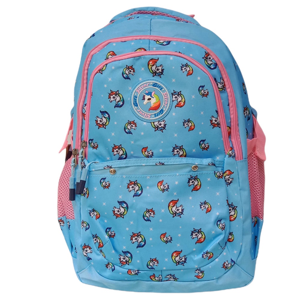 Tas Sekolah Anak Alto Silver Girl UNICORN Kuda Pony Biru, Tas Sekolah Anak Perempuan Alto SD SMP Ran