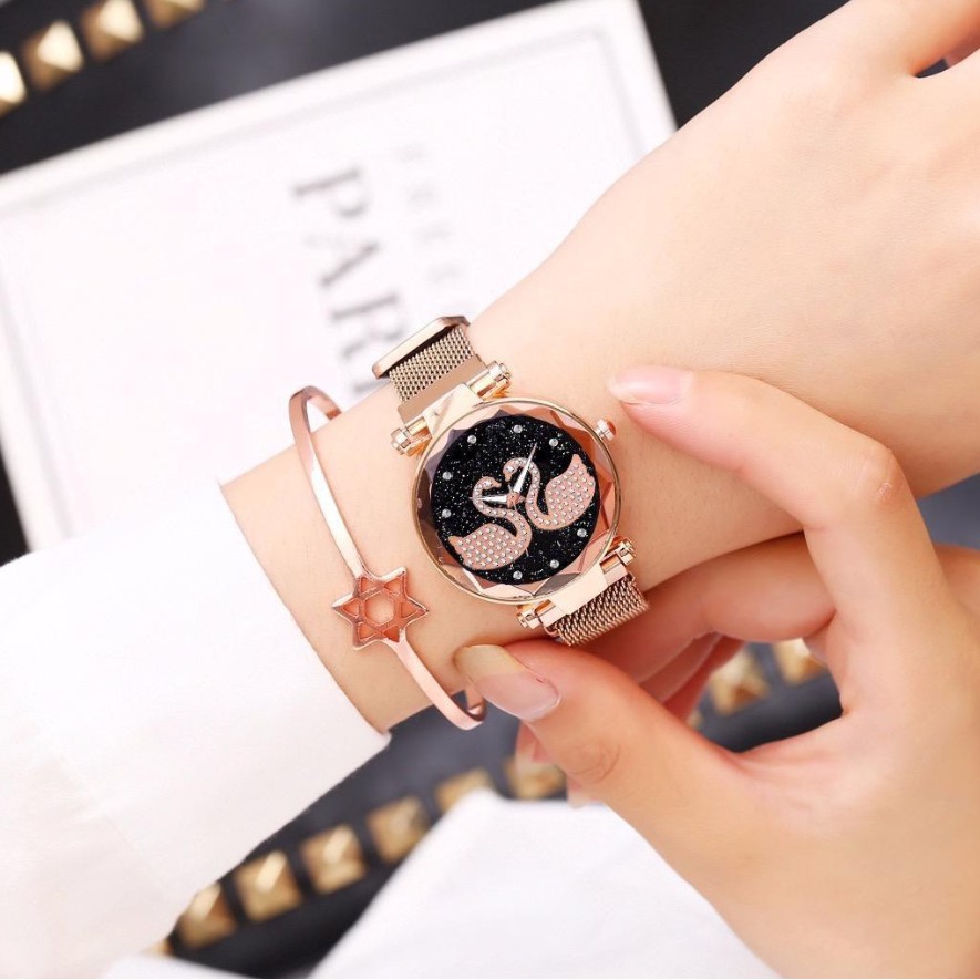 ✅COD [BBS] Jam Tangan Wanita Magnet Angsa Swarosvsky SWAN import grosir premium JF043