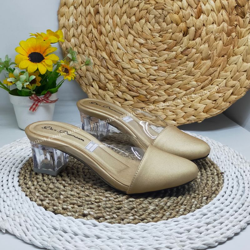 Sandal Zara mika Hak Kaca AM07 Mewah Good Quality Hp08