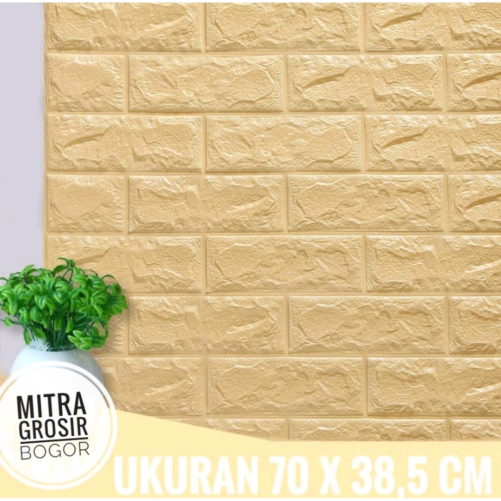 Wallpaper Tembok Dinding 3D Model Batu Bata Putih/Walpaper Tembok Dinding Untuk Mempercantik Ruangan-Gold