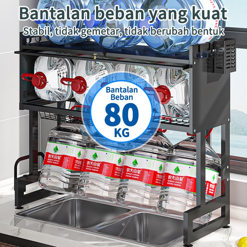 Rak Piring Wastafel Tertutup Rak Dapur Stainless Steel Dan Peralatan Dapur Kokoh Kuat