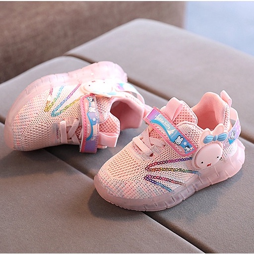 LED8-Sepatu Sport Anak Perempuan Casual Bayi Dengan Lampu LED