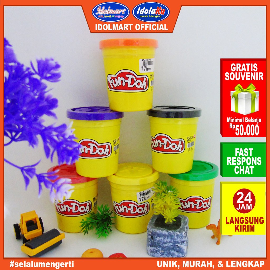 IDOLMART Fundoh Refill 250gr/ Lilin Mainan / Mianan Edukasi SNI / Fun Doh Idolmart Surabaya