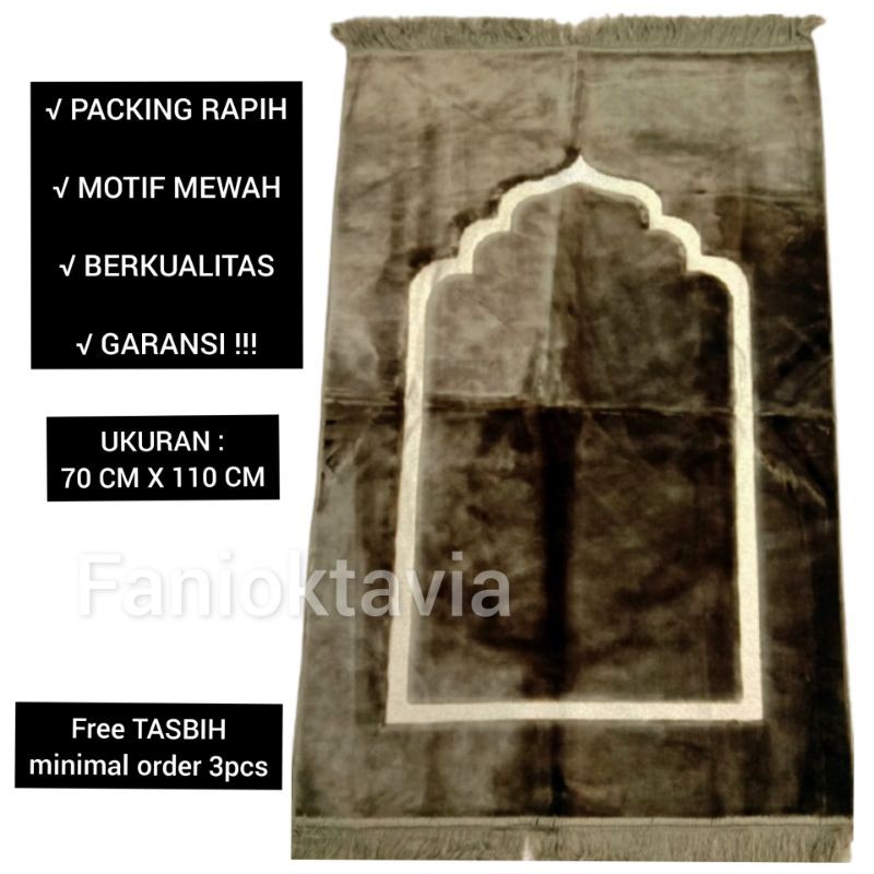Sajadah Yakar Ultra Lurex Hitam Polos Jumbo Tebal Bulu Halus Peralatan Solat Muslim Traveling Murah