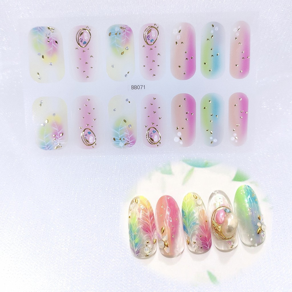 Bb071-090 Stiker Kuku 3d Motif Mutiara / Berlian Imitasi Untuk Nail Art / Manicure Diy