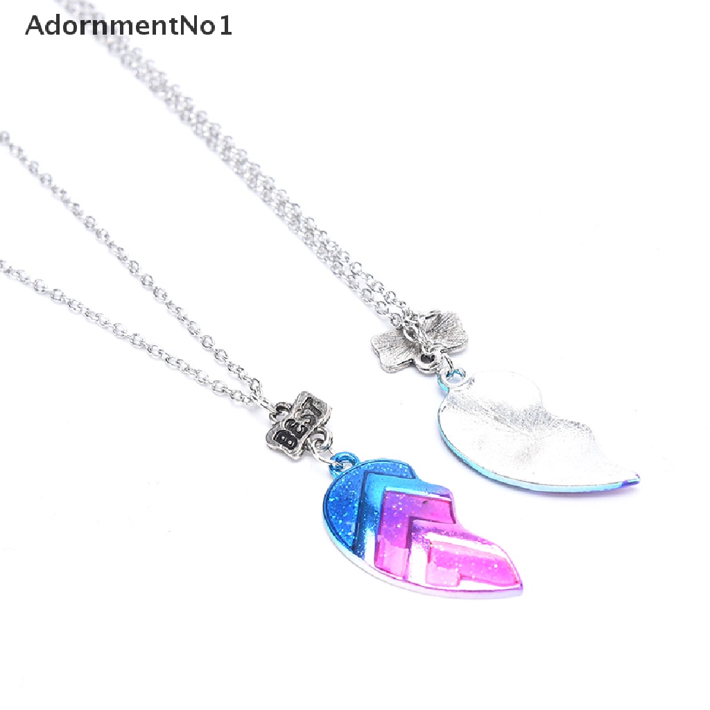 (AdornmentNo1) 2pcs Kalung Rantai Dengan Liontin Hati Motif Tulisan Best Friend Untuk Pasangan / Pria / Wanita