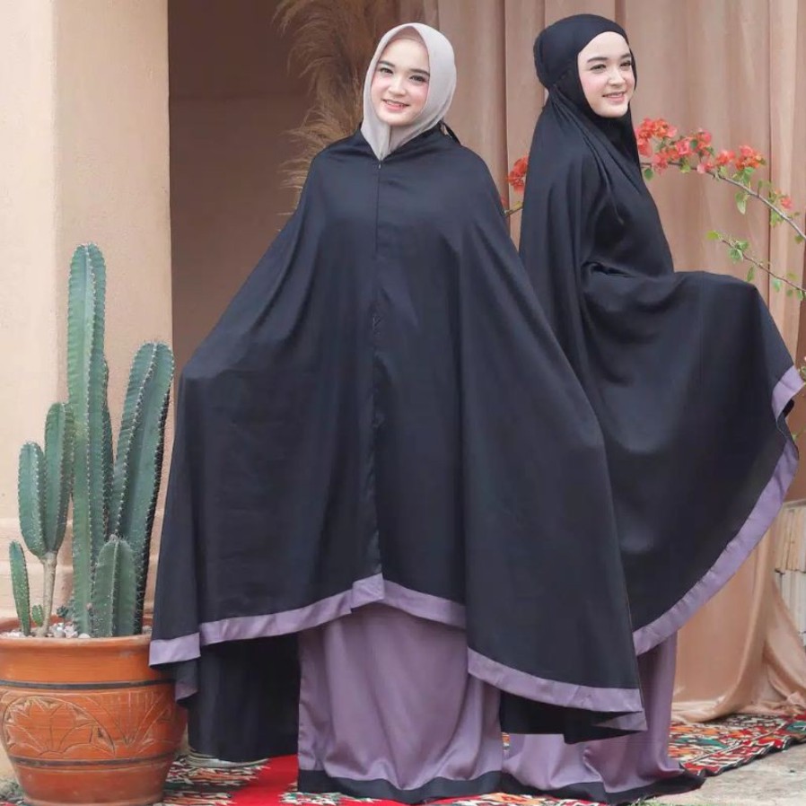 Mukena Baneska New Salwa 2in1 Purple Black