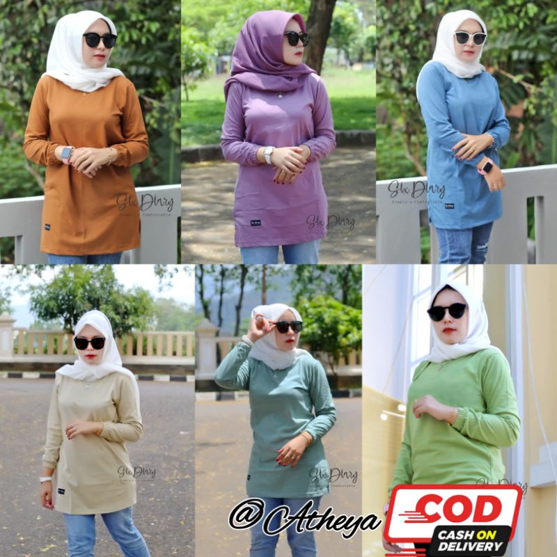 Six Diary Tunik Terbaru Atasan Wanita Bahan Kaos Combed Tebal Lembut
