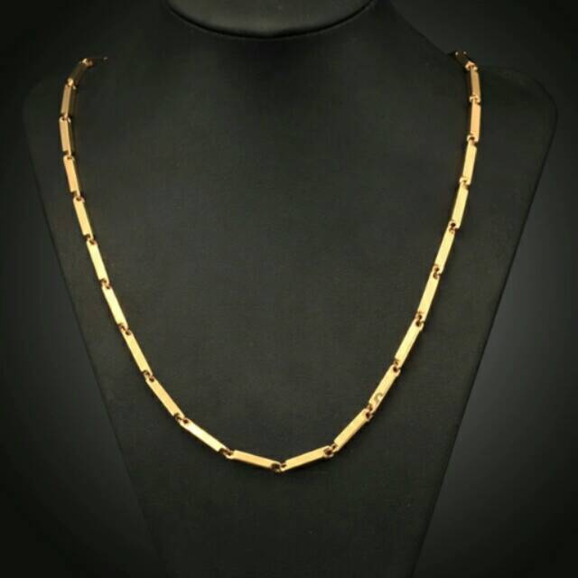 Kalung Pria Rantai Titanium Gold Emas