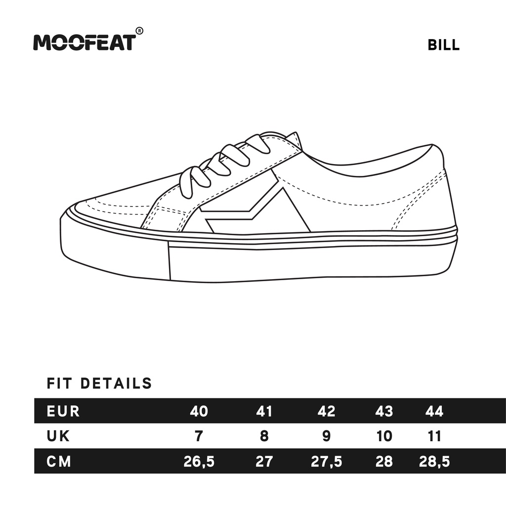 Moofeat Bill - Sepatu Sneakers Pria Suede Hitam Putih-1