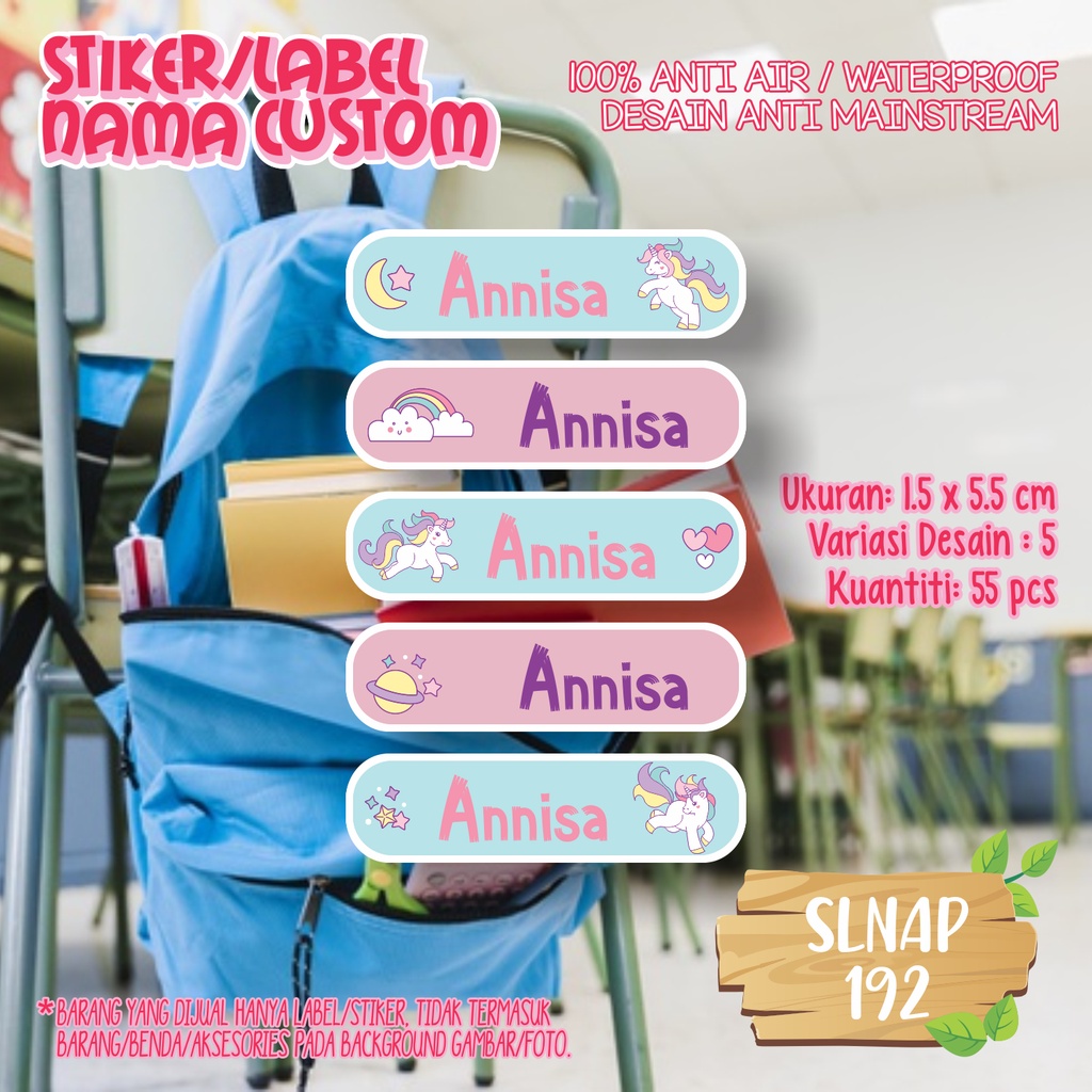 

sticker label nama waterproof kartun unicorn kuda poni SLNAP 192