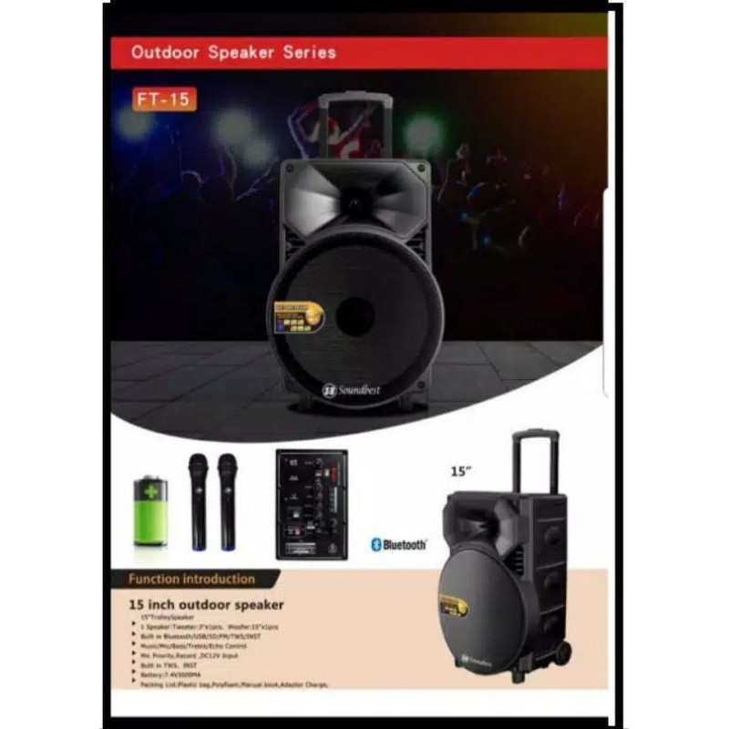 Speaker Portable Metting Wirless Soundbest FT-15 USB Bluetooth Fm Radio