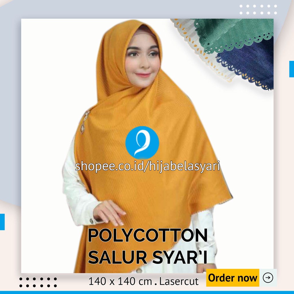 SEGI EMPAT BAHAN POLYCOTTON PREMIUM IMPORT SYARI / JILBAB SYARI PESTA / JILBAB SERAGAM