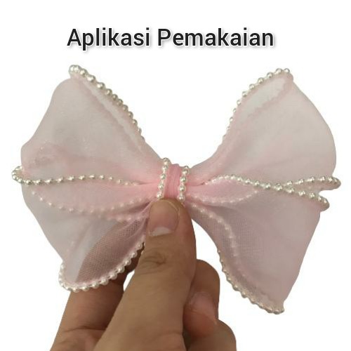 1 METER - 4 CM PITA TRANSPARAN PINGGIRAN MUTIARA