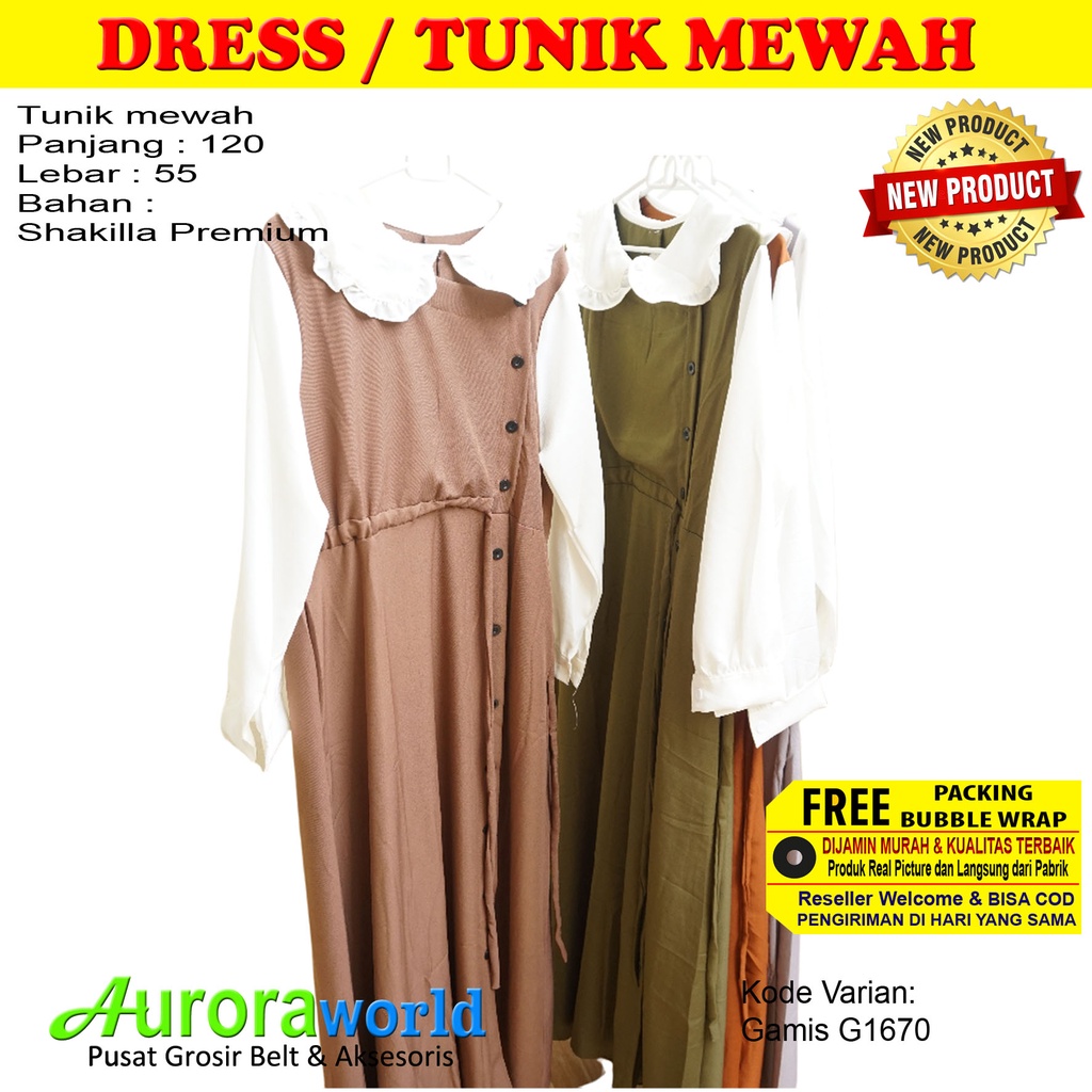 Auroraworld Gamis / Dress /  Baju GamisWanita Dewasa Muslimah Model Terbaru